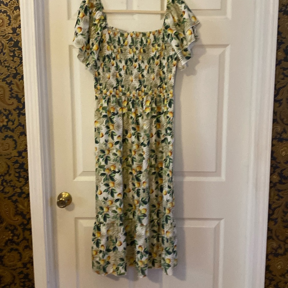 Women’s Yellow & Green Floral Midi Dress